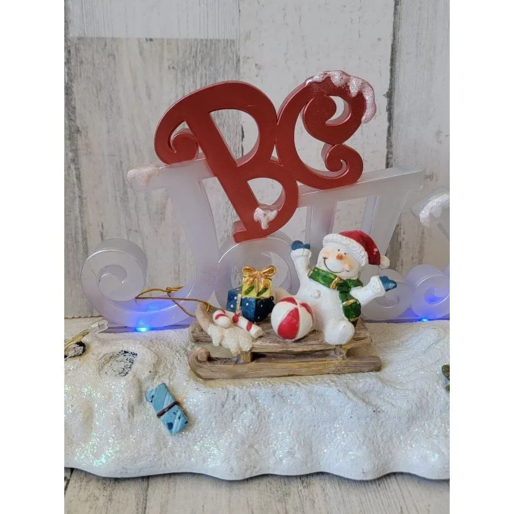Be jolly snowman AS IS light up music Xmas‎ figure glitter tree candy cane